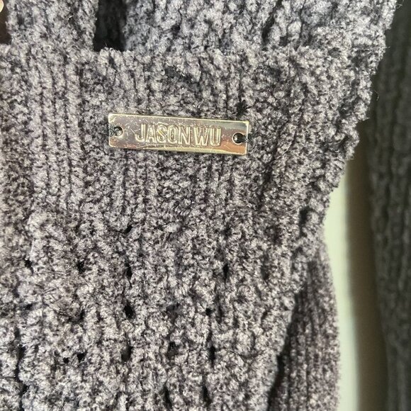 Jason Wu Waffle Knit Gray Oversized Long Sleeve Cardigan With Belt Size‎ M Cozy - Picture 2 of 10